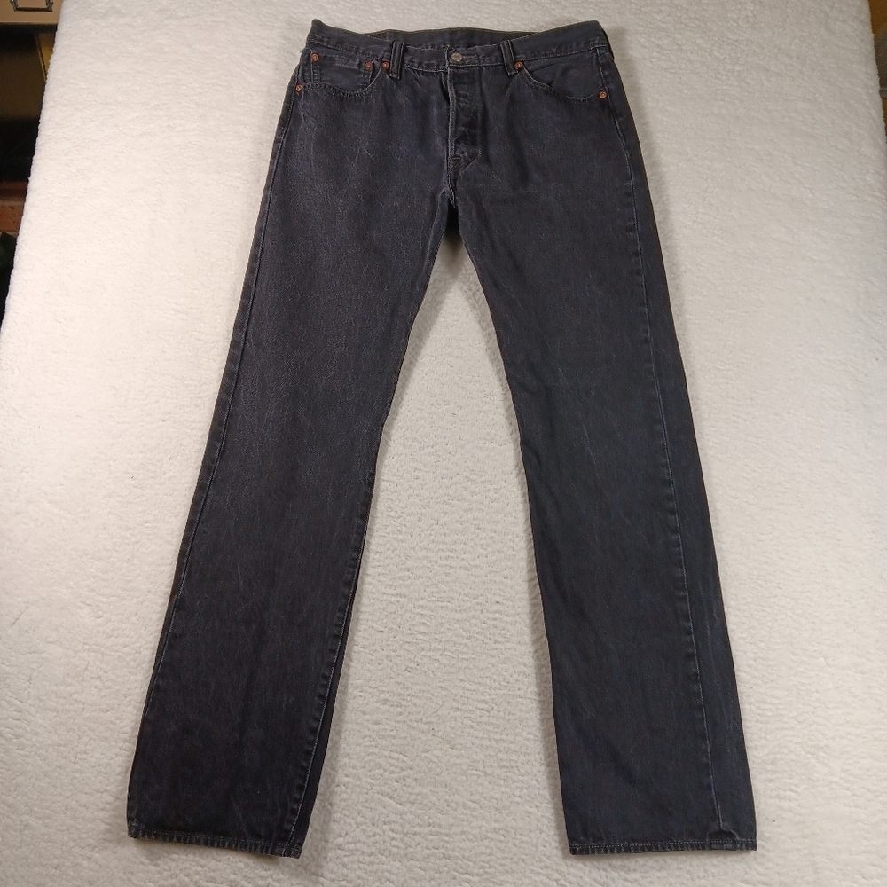 Levis 501 Jeans Mens 36x36 (34x34) Black Straight Leg Button Fly Western Cowboy